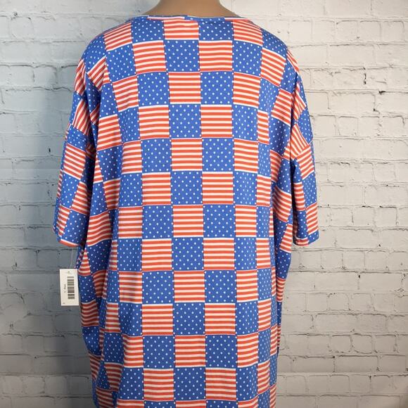 LuLaRoe Irma Top Patriotic Stars & Stripes Pattern Size Large Red‎ White Blue - Picture 7 of 11